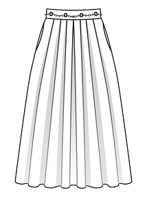 Технический рисунок длинной юбки в складку