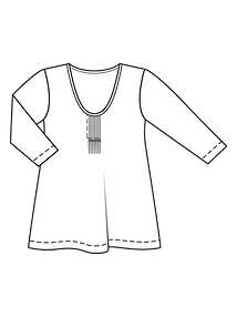 Технический рисунок трикотажной расклешенной блузки