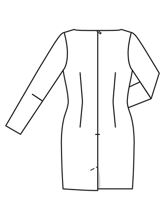Технический рисунок облегающего мини-платья спинка