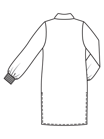 Технический рисунок блузки-рубашки с удлинённой спинкой спинка