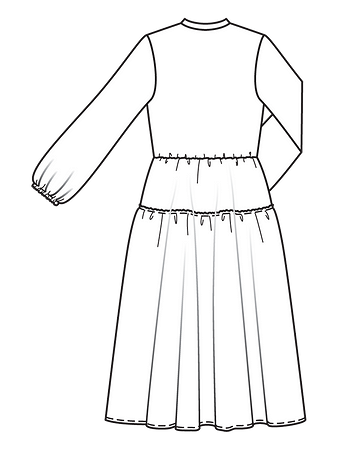 Технический рисунок платья с элементами рубашечного кроя спинка