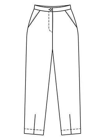 Технический рисунок вельветовых брюк зауженного кроя