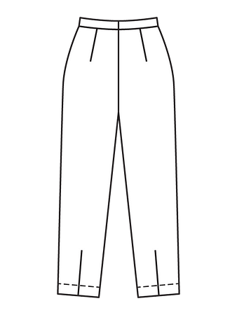Технический рисунок вельветовых брюк зауженного кроя вид сзади