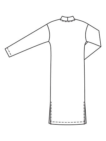 Технический рисунок платья с воротником-хомутом спинка