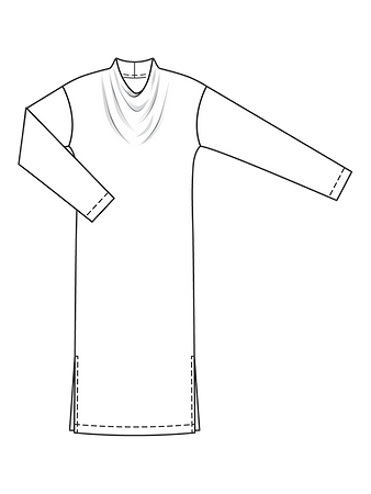 Технический рисунок платья с воротником-хомутом