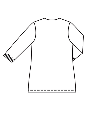 Технический рисунок блузки с V-вырезом спинка