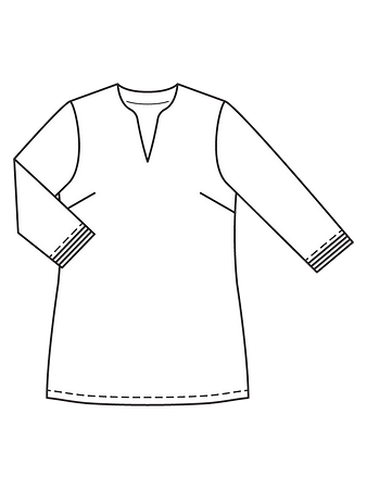 Технический рисунок блузки с V-вырезом