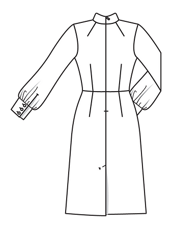 Технический рисунок отрезного приталенного платья спинка