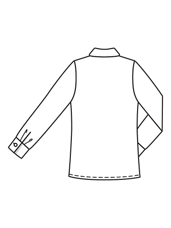 Технический рисунок блузки-рубашки с накладными карманами спинка