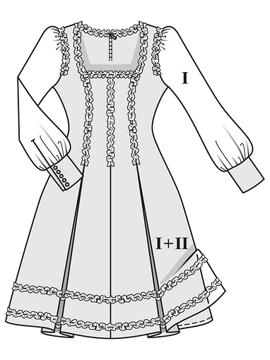 Двухслойное платье с квадратным вырезом горловины