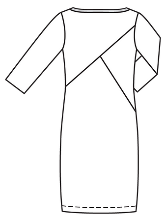 Технический рисунок трикотажного платья с вырезом-лодочкой спинка