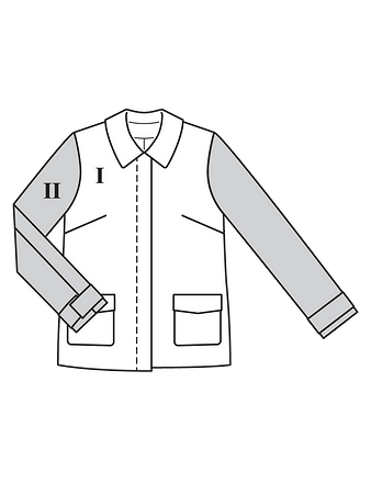 Технический рисунок куртки прямого кроя