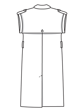 Технический рисунок длинного двубортного жилета спинка