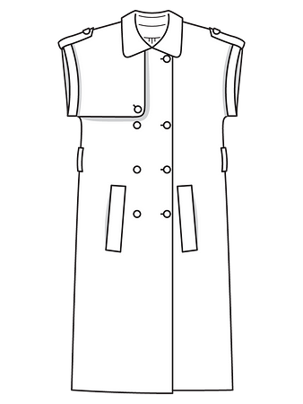 Технический рисунок длинного двубортного жилета