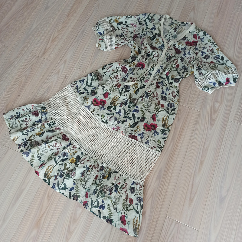 Платье из льняной вуали с принтом «Вальс цветов» от MarSel