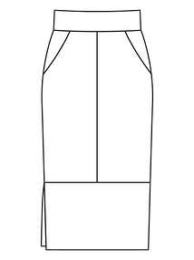 Технический рисунок юбки-карандаш с высоким поясом