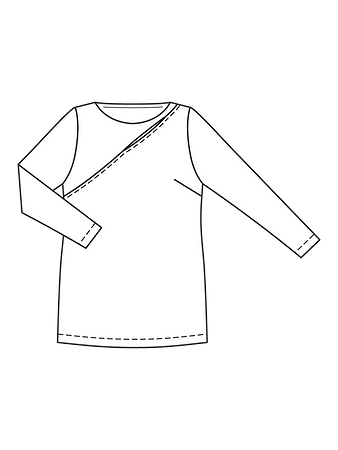 Технический рисунок трикотажной блузки с разрезом