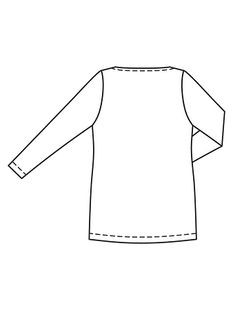 Технический рисунок трикотажной блузки с разрезом спинка