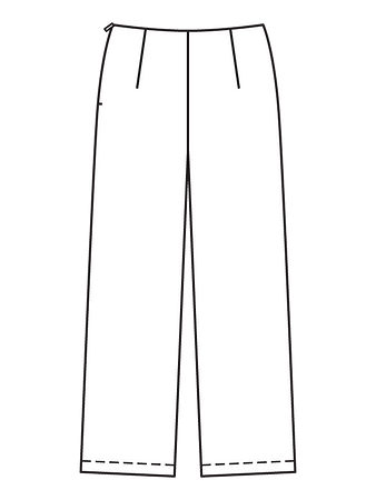Технический рисунок широких брюк прямого кроя вид сзади