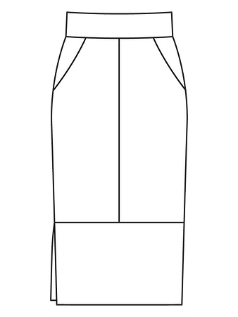 Технический рисунок юбки-карандаш с высоким поясом