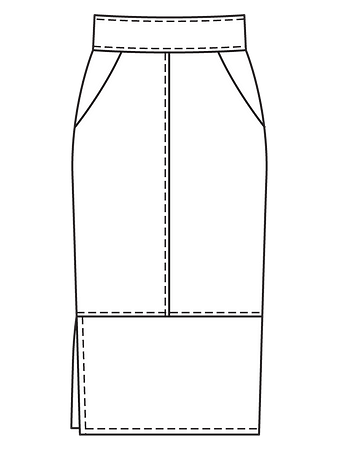 Технический рисунок джинсовой юбки-карандаш