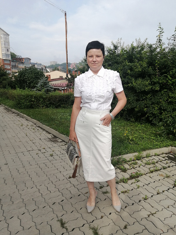Джинсовая юбка и блузка из девяностых от Ольга Карпова