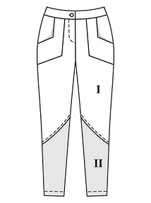 Технический рисунок брюк в стиле колорблокинг