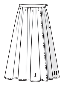 Технический рисунок юбки в стиле колорблокинг