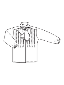 Технический рисунок блузки с воротником-бантом