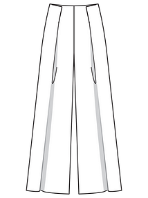 Технический рисунок широких брюк со складками