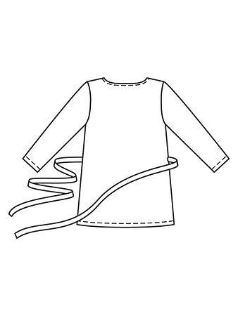 Технический рисунок блузки с запахом спинка