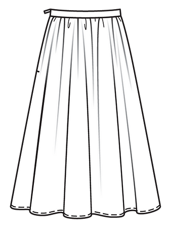 Технический рисунок юбки в стиле колорблокинг вид сзади