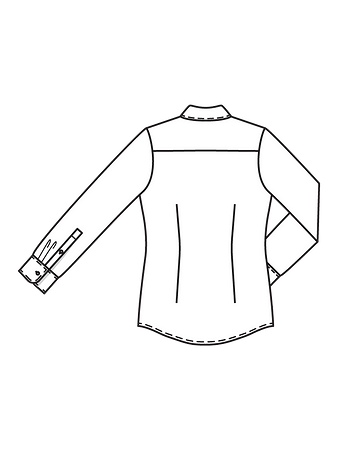 Технический рисунок блузки-рубашки классического кроя спинка
