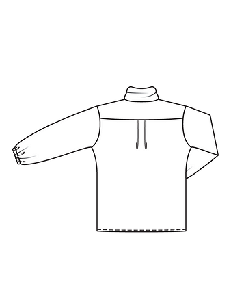 Технический рисунок блузки с воротником-бантом спинка