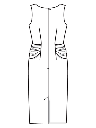 Технический рисунок коктейльного платья-футляр спинка