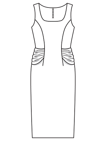 Технический рисунок коктейльного платья-футляр