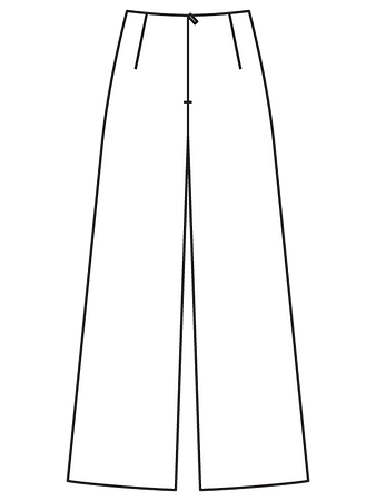 Технический рисунок широких брюк со складками вид сзади