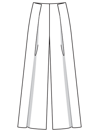 Технический рисунок широких брюк со складками