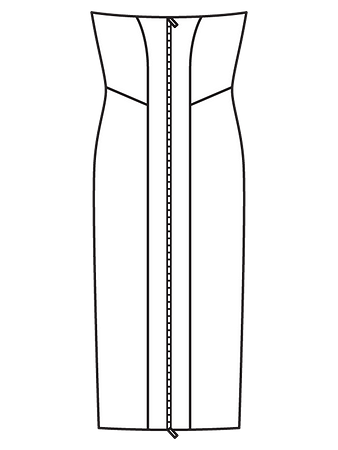 Технический рисунок платья-бюстье спинка
