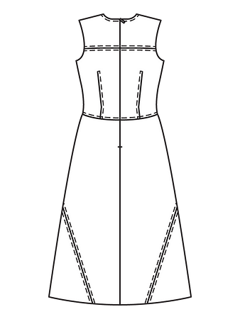 Технический рисунок платья А-силуэта спинка