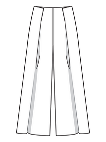 Технический рисунок вельветовых брюк широкого кроя