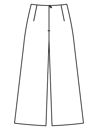 Технический рисунок вельветовых брюк широкого кроя вид сзади