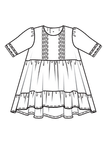 Технический рисунок платья с оборками