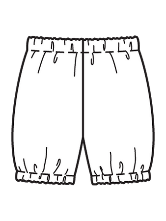 Технический рисунок штанишек на эластичном поясе вид сзади