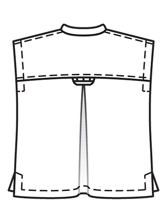 Технический рисунок блузки с супатной застёжкой спинка