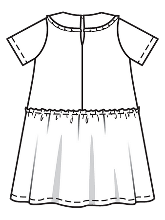 Технический рисунок платья А-силуэта спинка
