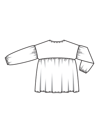 Технический рисунок блузки-туники широкого кроя спинка