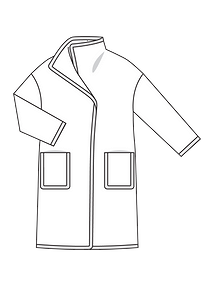 Технический рисунок стёганого пальто прямого кроя