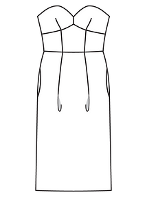Технический рисунок платья-бюстье из жаккарда