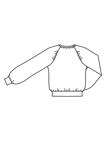 Технический рисунок пуловер с присборенными рукавами спинка